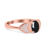Art Deco Oval Natural Stone Promise Ring