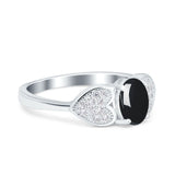 Art Deco Oval Natural Stone Promise Ring