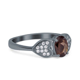 Art Deco Oval Natural Stone Promise Ring