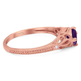 Round Natural Stone Leaf Vintage Style Ring