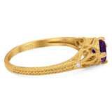 Round Natural Stone Leaf Vintage Style Ring