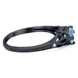 Round Natural Stone Leaf Vintage Style Ring