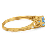 Round Natural Stone Leaf Vintage Style Ring