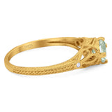 Round Natural Stone Leaf Vintage Style Ring