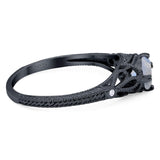 Round Natural Stone Leaf Vintage Style Ring