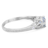 Round Natural Stone Leaf Vintage Style Ring