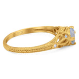 Round Natural Stone Leaf Vintage Style Ring