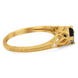 Round Natural Stone Leaf Vintage Style Ring