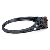 Round Natural Stone Leaf Vintage Style Ring