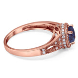 Art Deco Round Natural Stone Halo Ring