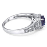 Art Deco Round Natural Stone Halo Ring