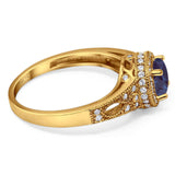 Art Deco Round Natural Stone Halo Ring