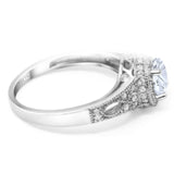 Art Deco Round Natural Stone Halo Ring