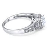 Art Deco Round Natural Stone Halo Ring