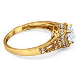 Art Deco Round Natural Stone Halo Ring