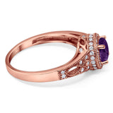 Art Deco Round Natural Stone Halo Ring