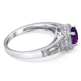 Art Deco Round Natural Stone Halo Ring