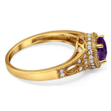 Art Deco Round Natural Stone Halo Ring