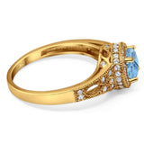 Art Deco Round Natural Stone Halo Ring