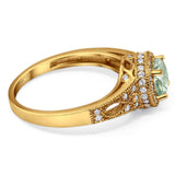 Art Deco Round Natural Stone Halo Ring