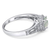 Art Deco Round Natural Stone Halo Ring