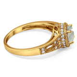 Art Deco Round Natural Stone Halo Ring