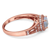 Art Deco Round Natural Stone Halo Ring