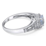 Art Deco Round Natural Stone Halo Ring