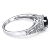 Art Deco Round Natural Stone Halo Ring