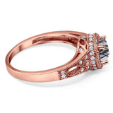 Art Deco Round Natural Stone Halo Ring