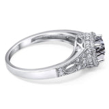 Art Deco Round Natural Stone Halo Ring