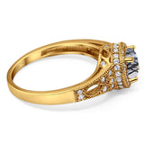 Art Deco Round Natural Stone Halo Ring