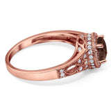 Art Deco Round Natural Stone Halo Ring