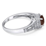 Art Deco Round Natural Stone Halo Ring