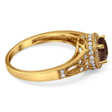 Art Deco Round Natural Stone Halo Ring