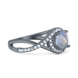 Round Natural Stone Twisted Ring