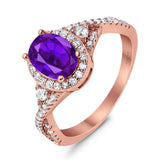 Oval Natural Stone Split Shank Ring