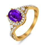 Oval Natural Stone Split Shank Ring