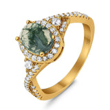 Oval Natural Stone Split Shank Ring