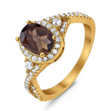 Oval Natural Stone Split Shank Ring