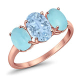 Art Deco Oval Natural Stone Trio Ring