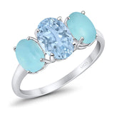 Art Deco Oval Natural Stone Trio Ring