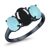 Art Deco Oval Natural Stone Trio Ring