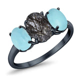 Art Deco Oval Natural Stone Trio Ring