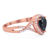 Art Deco Pear Infinity Twisted Ring  