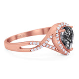 Art Deco Pear Infinity Twisted Ring  