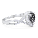 Art Deco Pear Infinity Twisted Ring  