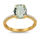 Art Deco Oval Natural Stone Wedding Ring