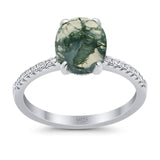 Art Deco Oval Natural Stone Wedding Ring