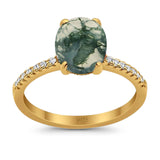 Art Deco Oval Natural Stone Wedding Ring